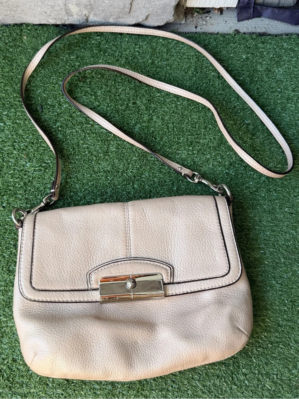 Coach Kristin Beige Metallic Champagne Leather Women’s Crossbody Bag